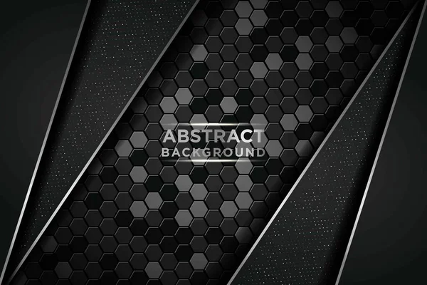 Fondo Abstracto Oscuro Con Capas Superpuestas Círculo Negro Lista Plata — Archivo Imágenes Vectoriales