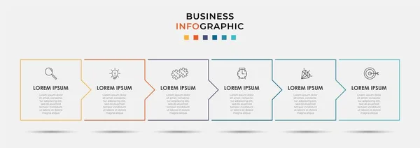 Nfografik Ince Çizgi Tasarım Şablonu Seçenek Veya Adımla Işlem Şeması — Stok Vektör