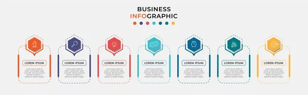 具有图标和7个选项或步骤的向量Infographic设计业务模板 可用于流程图 工作流布局 流程图 信息图 — 图库矢量图片