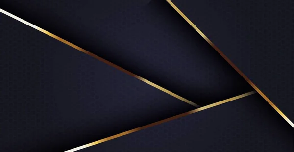 抽象的なダークブルーネイビーはゴールデンリストと六角形のテクスチャの背景と三角形をスラッシュ Eps10ベクトル — ストックベクタ