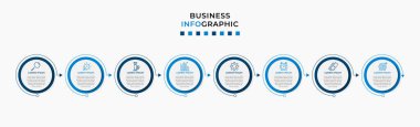 Vector Infographic tasarım iş şablonu simgeleri ve 8 seçenek veya adımla. İşlem şeması, sunumlar, iş akışı düzeni, afiş, akış şeması, bilgi grafiği için kullanılabilir