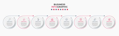 Vector Infographic tasarım iş şablonu simgeleri ve 8 seçenek veya adımla. İşlem şeması, sunumlar, iş akışı düzeni, afiş, akış şeması, bilgi grafiği için kullanılabilir