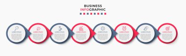 Vector Infographic tasarım iş şablonu simgeleri ve 8 seçenek veya adımla. İşlem şeması, sunumlar, iş akışı düzeni, afiş, akış şeması, bilgi grafiği için kullanılabilir