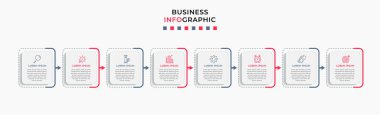 Vector Infographic tasarım iş şablonu simgeleri ve 8 seçenek veya adımla. İşlem şeması, sunumlar, iş akışı düzeni, afiş, akış şeması, bilgi grafiği için kullanılabilir
