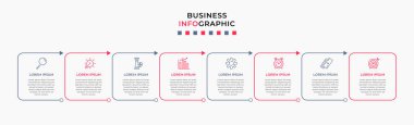 Vector Infographic tasarım iş şablonu simgeleri ve 8 seçenek veya adımla. İşlem şeması, sunumlar, iş akışı düzeni, afiş, akış şeması, bilgi grafiği için kullanılabilir