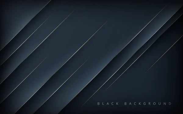 Modern Abstract Black Diagonal Shape Background Gold Line Composition Eps10 — Vettoriale Stock