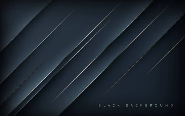 Modern Abstract Black Diagonal Shape Background Gold Line Composition Eps10 — Stockvektor