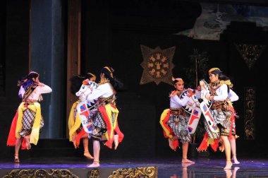 Photo Editorial, Taman Mini Indonesia Indah, East Java Pavilion or Anjungan, 28 November 2021, Ponorogo Dance and Theatre Suryo Sumirat Bumi Ponorogo, reog, warok, bujang ganong, jatilan, jathilan, warok