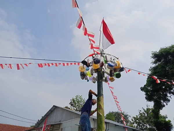 Editoriale Foto Indonesië Augustus 2022 Oost Jakarta Panjat Pisang Bananenboom — Stockfoto