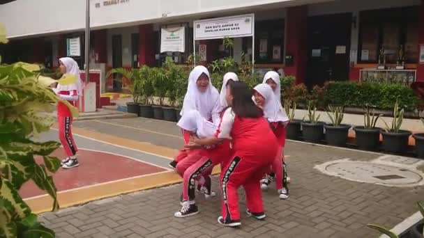 Footage Editorial Oktober 2022 Jakarta Indonesien Grundschüler Mit Uniform Happy — Stockvideo