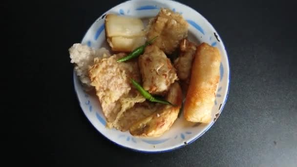 Bilder Gorengan Stekt Banan Cireng Tahu Eller Tofu Tempe Gatumat — Stockvideo