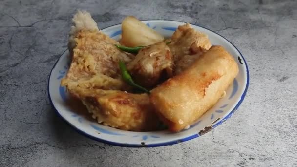 Materiał Gorengan Smażone Banany Cireng Tahu Lub Tofu Tempe Street — Wideo stockowe