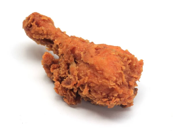 Close Fried Chicken Leg Part Soft Shadow White Background — Stock Photo, Image