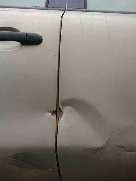 Close Scratch Gray Car Body — Stock Photo, Image