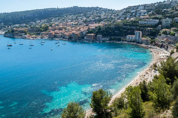 Widok Lotu Ptaka Piękne Plaże Fantastyczne Morze Villefranche Sur Mer — Zdjęcie stockowe