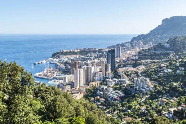 Montecarlo Monaco 2021 Aerial View Monaco Skyscrapers Blue Sea — Stock Photo, Image