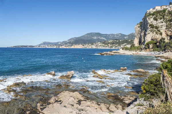 Der Wunderschöne Strand Balzi Rossi Ventimiglia Mit Menton Hintergrund — Stockfoto