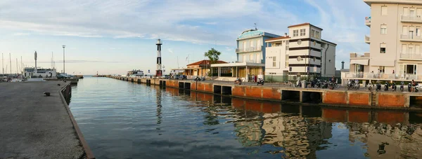 Cattolica Italy 2021 Extra Wide Panorama Canal Divides Cattolica Gabicce — 스톡 사진