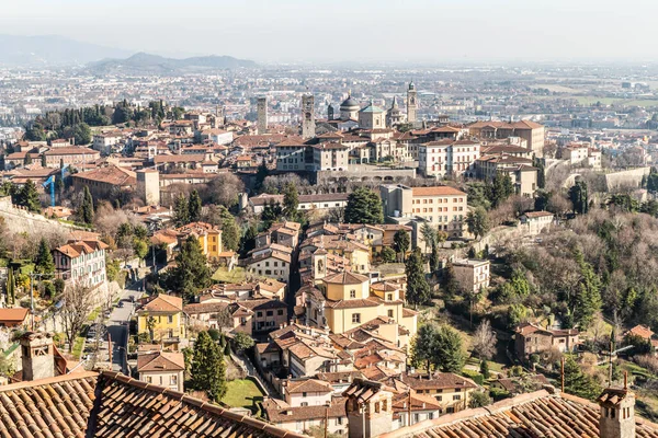 Aerial View Historic Center Bergamo Alta — Stockfoto