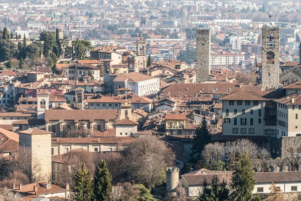 Vista Aérea Del Centro Histórico Bérgamo Alta — Foto de Stock