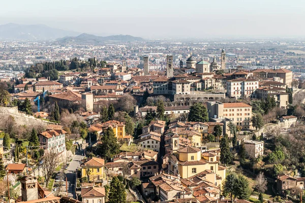 Vista Aérea Del Centro Histórico Bérgamo Alta — Foto de Stock