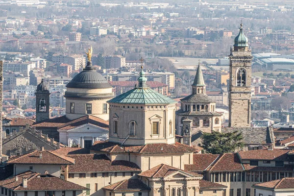 Bergamo Alta Nın Tarihi Merkezinin Havadan Görünüşü — Stok fotoğraf