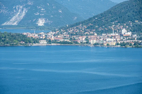 Vue Aérienne Verbania Intra Dans Lac Majeur — Photo