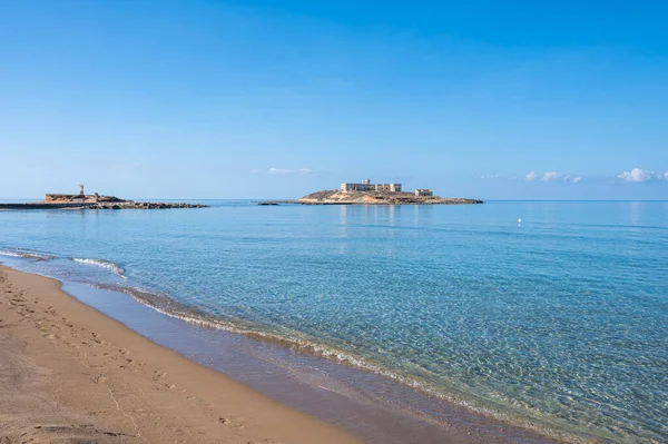 Beautiful Beach Correnti Transparent Blue Water Portopalo Sicily — Stock Photo, Image