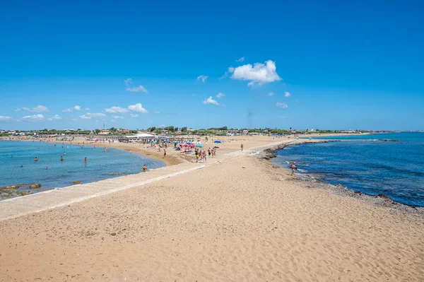 Spiaggia Delle Correnti Qui Divise Méditerranée Les Mers Ioniennes — Photo