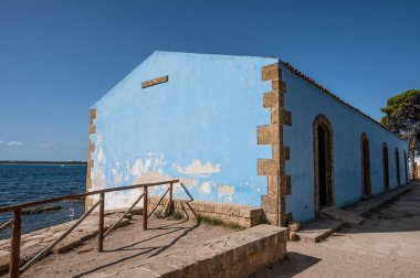 Vendicari, İtalya: 09-15-2022: Vendicari 'nin eski tonarasının kalıntıları