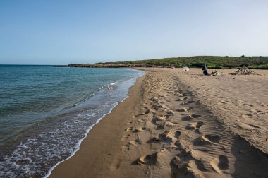 Sicilya 'daki Eloro' nun güzel ve vahşi plajı.