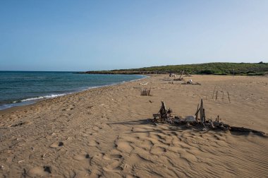 Sicilya 'daki Eloro' nun güzel ve vahşi plajı.