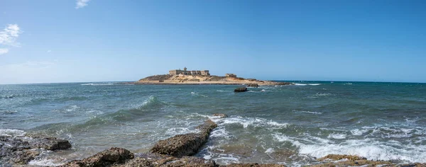 Extra Wide View Island Currents One Side Mediterranean Sea Other — Stock Photo, Image