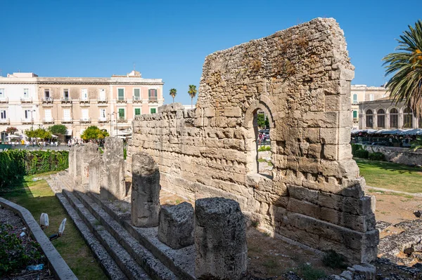 Syrakus Italien 2022 Die Ruinen Des Apollotempels Ortigia — Stockfoto
