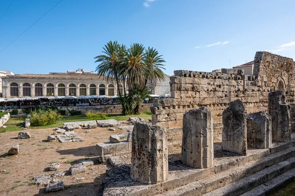 Siracusa Itália 2022 Ruínas Templo Apolo Ortigia — Fotografia de Stock