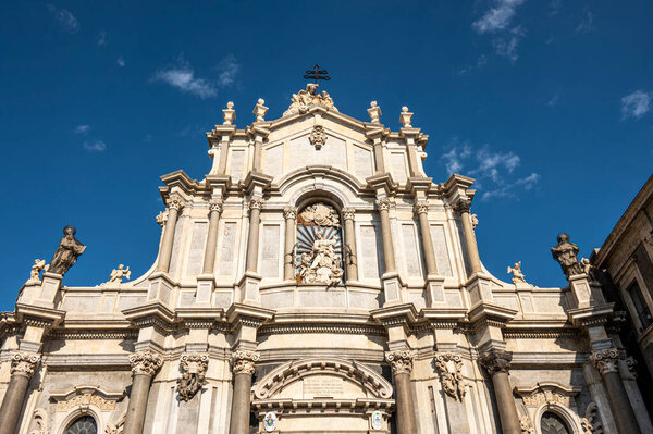 Catania, Italy - 09-23-2022: the beautiful Basilica Cathedral baroque of Catania