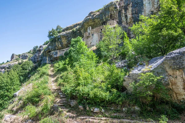 Panorama Ermita San Bartolomeo Legio Construido Con Piedras Tallado Roca — Foto de Stock