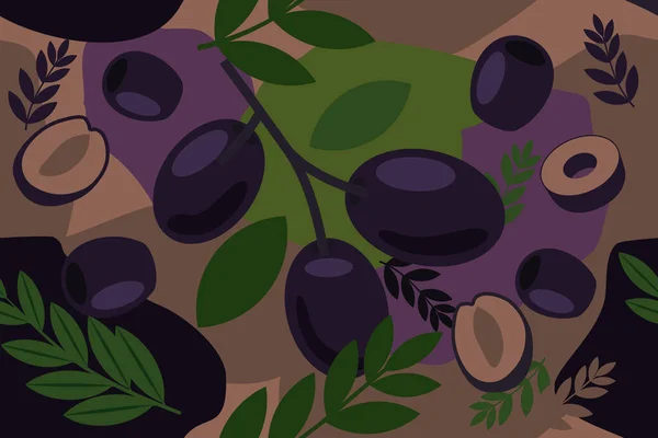 Olive Noir Sans Couture Éléments Abstraits Motif Vectoriel Design Fond — Image vectorielle