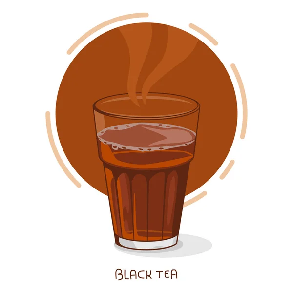 Zwarte Thee Ook Bekend Chai Kattan Chaya Vector Illustratie Indian — Stockvector