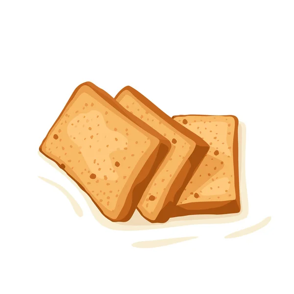 Brood Toast Beschuit Indisch Knapperig Snack Vector Illustratie — Stockvector
