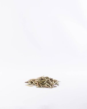 Sağlıklı bir çay için kurutulmuş zeytin yaprağı. Olea Europa.