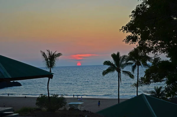 Coucher Soleil Couper Souffle Sur Eau Plage Kapuna Sur Grande — Photo