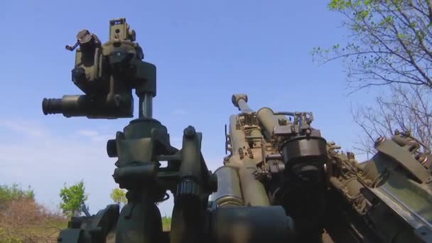 Кулемет 777 Бойових Позиціях Української Армії Україна Захищає Свою Територію — стокове відео