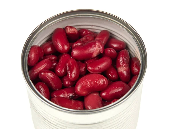 Can Red Beans White Background — стоковое фото