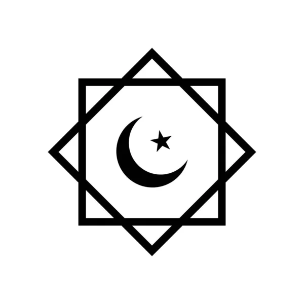 Hizb Ovala Slami Yıldız Hilal Sekizgenin Içinde Yarım Müslüman Sembolü — Stok Vektör