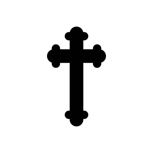 白い背景ベクトル図上のクリスチャンクロスアイコン 十字架刑と信仰の象徴 — ストックベクタ