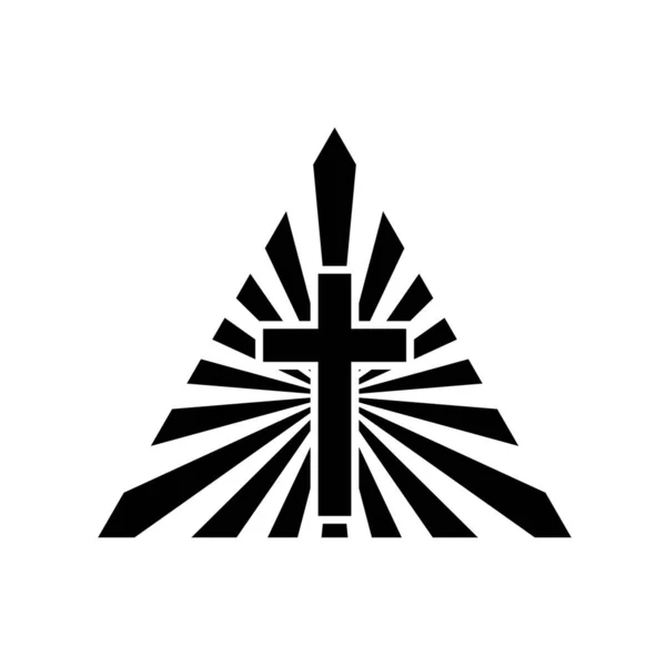 Christian Cross Icons White Background Vector Illustration Inglés Cruz Símbolo — Archivo Imágenes Vectoriales