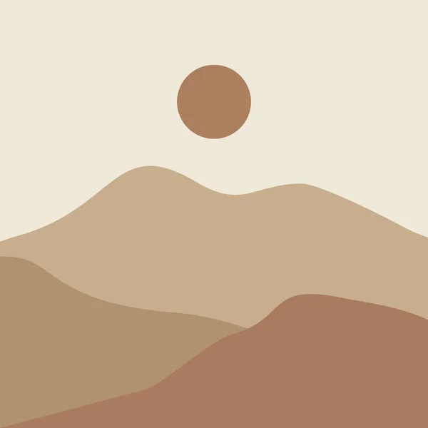 Fondo Estético Contemporáneo Abstracto Con Desierto Montañas Sol Tonos Tierra — Archivo Imágenes Vectoriales