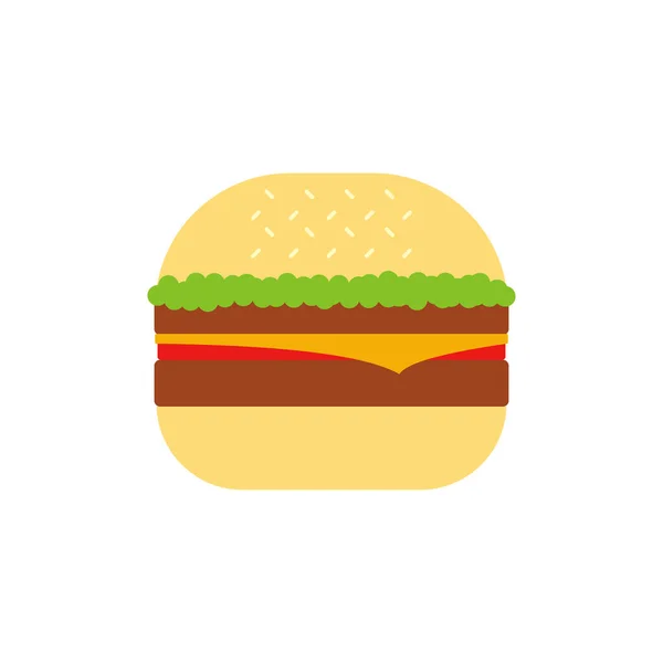 美味汉堡包平面设计汉堡包矢量图解设计说明 以白色背景为背景的平面速食产品 矢量说明 — 图库矢量图片