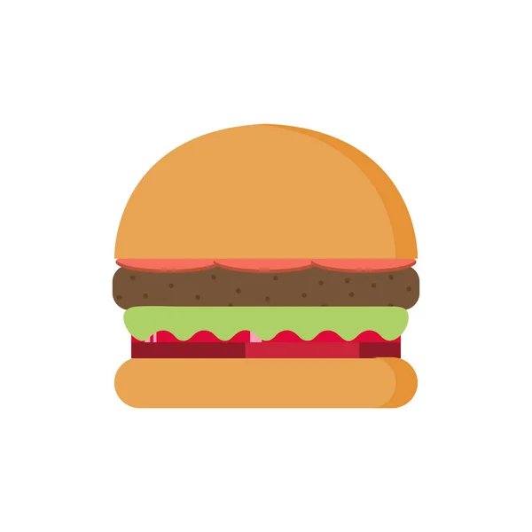 Hamburguesa Con Ensalada Tomate Queso Chuleta Comida Rápida Ilustración Vectorial — Archivo Imágenes Vectoriales